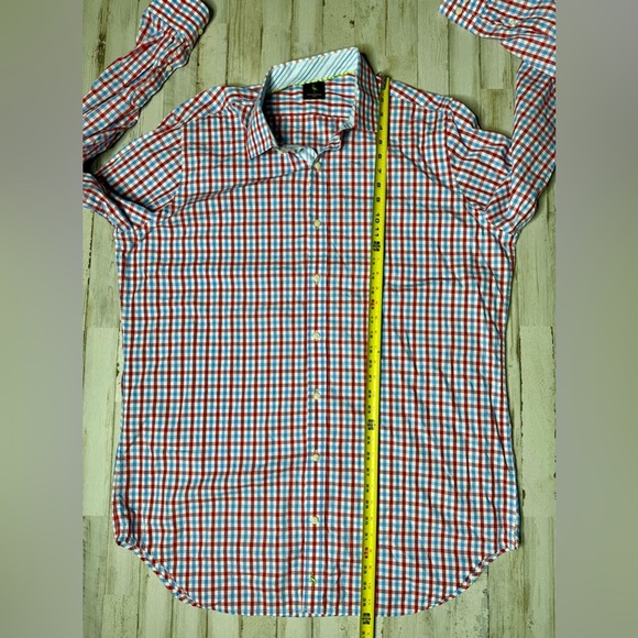 Tailorbyrd Mens Dress Shirt 2XLT Flip Cuff Long Sleeve Red Blue Button Up - Picture 7 of 14